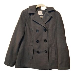 Faded Glory Gray Pea Coat With Hood Size Women's Medium